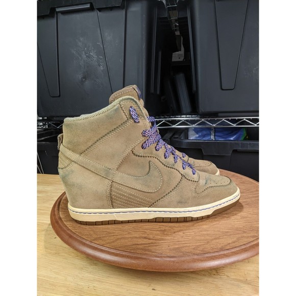 Nike Womens Dunk Sky Hi Suede Bamboo Sneaker Wedges 528899-201 Size 10 - Picture 6 of 16